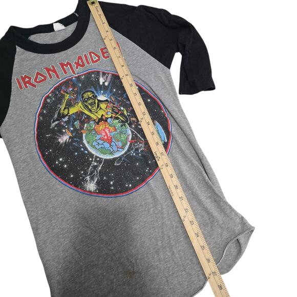 Vintage 1983 Iron Maiden World Piece Beast On The Run Tour Concert Shirt Medium - Picture 6 of 7